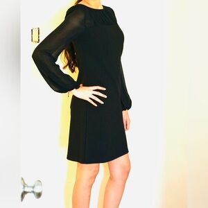 Classic Black Sheer Sleeve Cocktail Dress